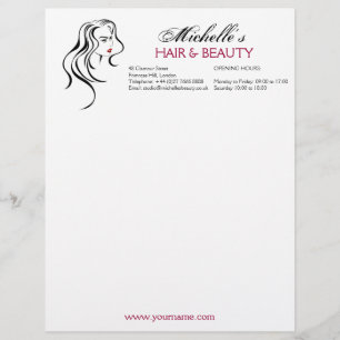 Papier À En-tête Personnalisable Jolie fille avec cheveux ondulés et Icône maquilla