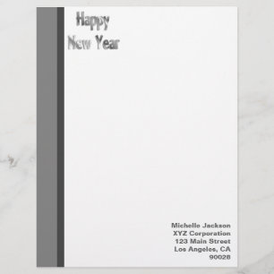 Papier À En-tête Personnalisable Joyeux Nouvel An gris argenté