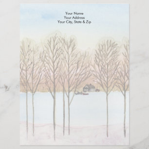 Papier À En-tête Personnalisable Lac d'hiver