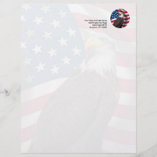 Papier À En-tête Personnalisable Les Etats-Unis diminuent avec Eagle chauve