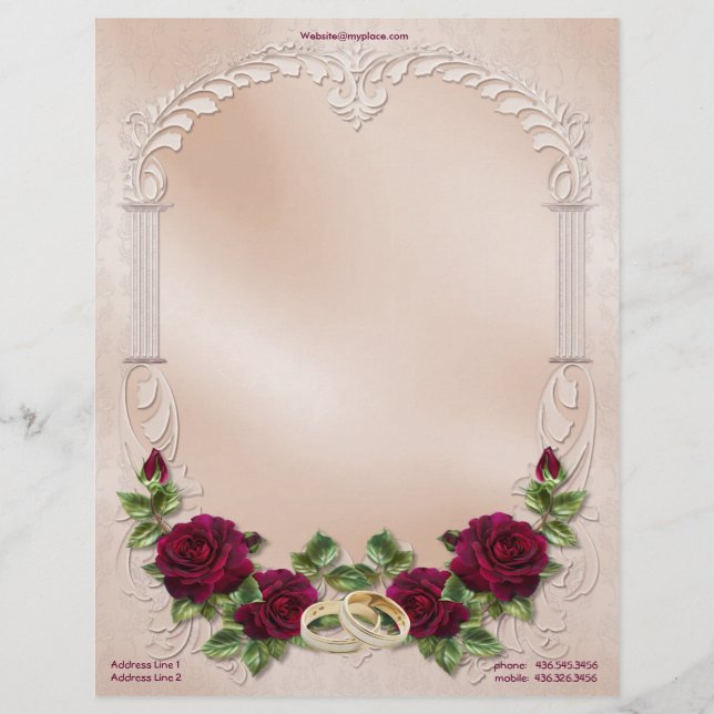 Papier À En-tête Personnalisable Mariage Satin En Rose - Personnaliser (Devant)