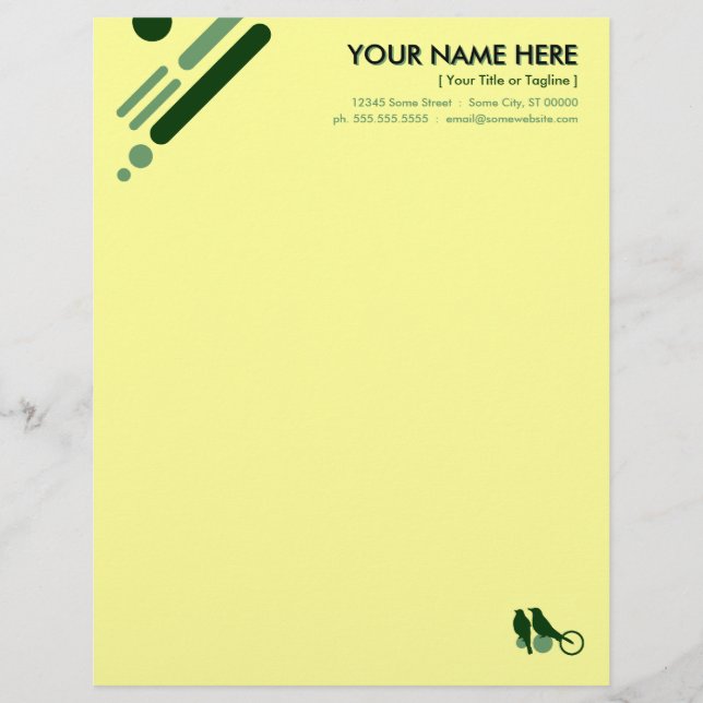 Papier À En-tête Personnalisable mod oiseaux (Devant)