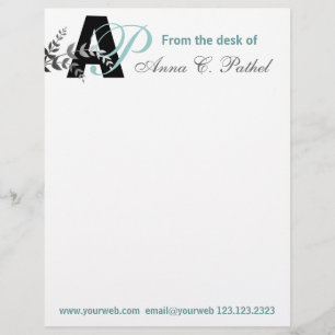 Papier À En-tête Personnalisable Monogramme Bold Initialise une activité personnali