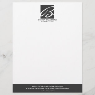 Papier À En-tête Personnalisable Monogramme Professionnel Gris