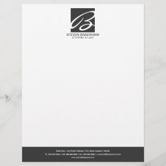 Papier À En-tête Personnalisable Monogramme Professionnel Gris