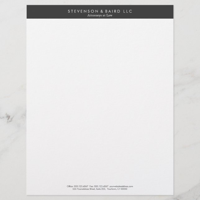 Papier À En-tête Personnalisable Noir et blanc professionnel simple (Devant)
