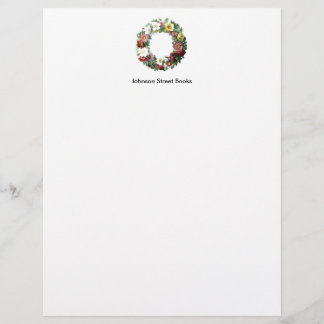 Papier À En-tête Personnalisable Page botanique vintage - couronne florale