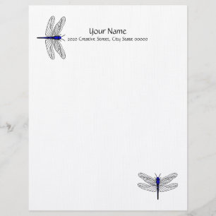 Papier À En-tête Personnalisable Papillon à lettres bleu Dragonfly Lin stationnaire