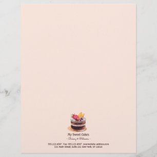 Papier À En-tête Personnalisable pâtisserie pâtisserie moderne aquarelle cupcake de