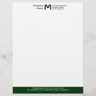 Papier À En-tête Personnalisable Pied de page couleur monogramme - Vert foncé