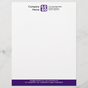 Papier À En-tête Personnalisable Pied de page couleur (votre logo) - Violet profond