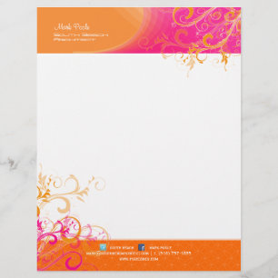 Papier À En-tête Personnalisable PixDezines Sorbet Swirls+anneaux art déco amovible