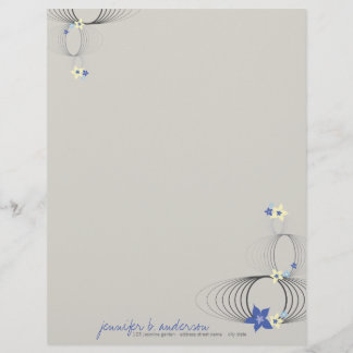 Papier À En-tête Personnalisable Plumeria bleue Frangipani Fleur chic Ikebana Zen