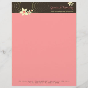 Papier À En-tête Personnalisable Plumeria rose Frangipani Fleurs chic Ikebana Zen