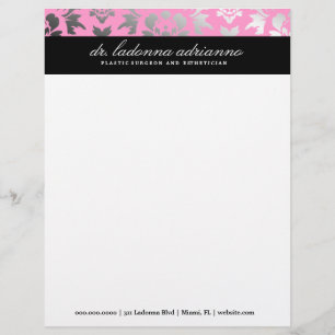 Papier À En-tête Personnalisable Rose de damassé de 311 Ladonna