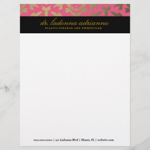 Papier À En-tête Personnalisable Rose de damassé de 311 Ladonna
