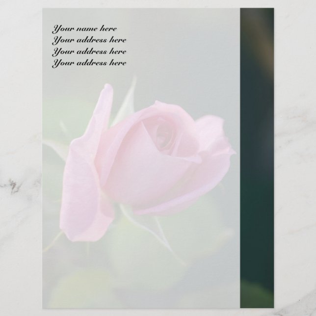 Papier À En-tête Personnalisable Rose rose (Devant)