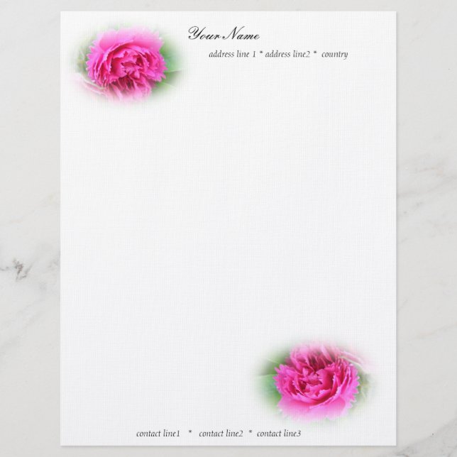 Papier À En-tête Personnalisable roses sauvages roses (Devant)