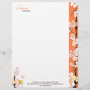 Papier À En-tête Personnalisable Spring Floral Bird Home Affaires intérieures