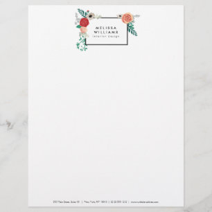 Papier À En-tête Personnalisable Tête de lettre vintage Floral Motif