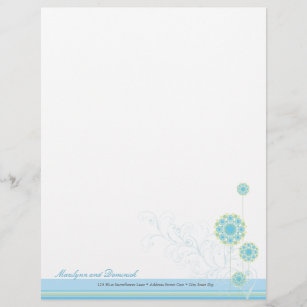 Papier À En-tête Personnalisable Tête-lettre Mariage bleu Fleur de neige