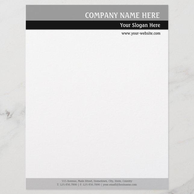 Papier À En-tête Personnalisable Tons gris (Devant)