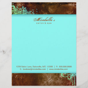 Papier À En-tête Personnalisable Vert bleu de papeterie grunge florale d'en-tête de