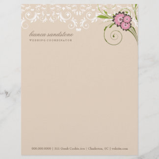 Papier À En-tête Personnalisé 311-Pink sable floral du Flourish |