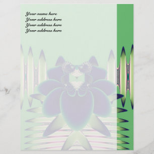 Papier À En-tête Personnalisé Art botanique fractal de lotus sarcelle foncé