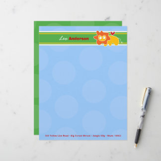 Papier à en-tête personnalisé avec lion de dessin 
