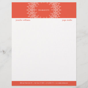 Papier À En-tête Personnalisé Boho Chic Mandala Namaste Yoga Coral Lethead