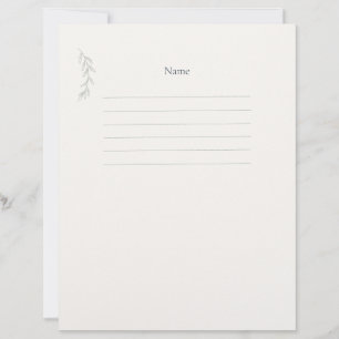 Papier à en-tête personnalisé botanique vert sauge