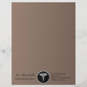 Papier À En-tête Personnalisé Caducée médical argent - En-tête