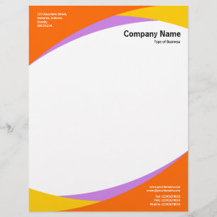 Papier À En-tête Personnalisé Courbes v2 - orange, ambre et violet