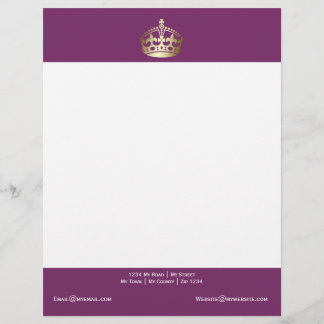 Papier À En-tête Personnalisé Couronne d'or sur Arrière - plan pourpre