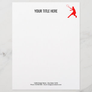 Papier à en-tête personnalisé de tennis pour joueu