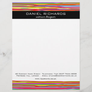 Papier À En-tête Personnalisé Décor moderne coloré Grandes bandes Vibrant
