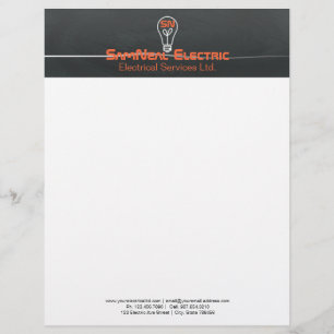 Papier À En-tête Personnalisé Électricien orange - conception d'ampoule de logo