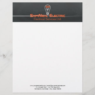 Papier À En-tête Personnalisé Électricien orange - conception d'ampoule de logo