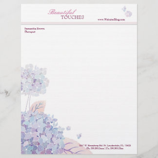 Papier À En-tête Personnalisé Elégante Hydrangée Esthétique