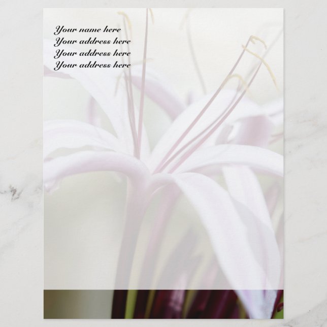 Papier à en-tête personnalisé Lily (Devant)