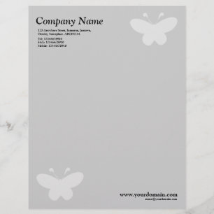 Papier À En-tête Personnalisé Papillon élégant - gris clair
