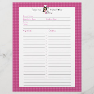 Papier à en-tête personnalisé pour recette entière
