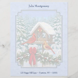 Papier À En-tête Personnalisé Repas de Noël des cardinaux bleu