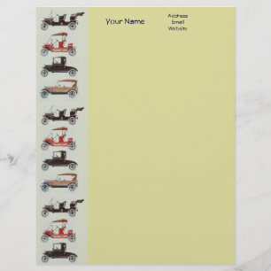 Papier À En-tête Personnalisé RETRO CARS 2 AUTO RESTAURATION gris rouge noir