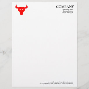 Papier À En-tête Personnalisé Symbole rouge Steer - Blanc