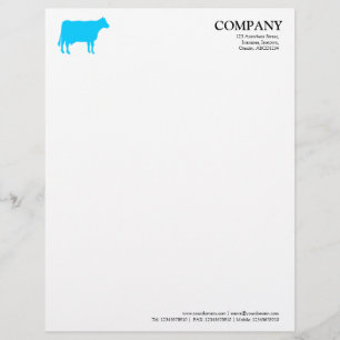Papier À En-tête Personnalisé Vache bleu ciel - Blanc