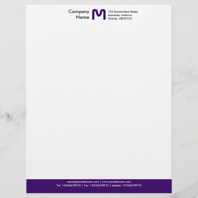 Papier À En-tête Pied de page couleur monogramme - Pourpre foncé (Devant)