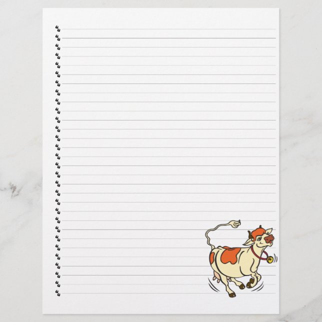 Papier à en-tête pour animaux avec vache de dessin (Devant)