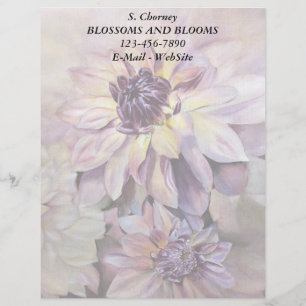 PAPIER À EN-TÊTE POURPULAIRE ET JAUNE DAHLIAS EN-TÊTE PERSONNALISAB